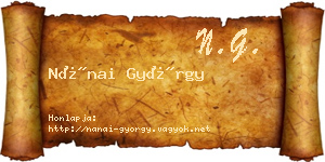 Nánai György névjegykártya